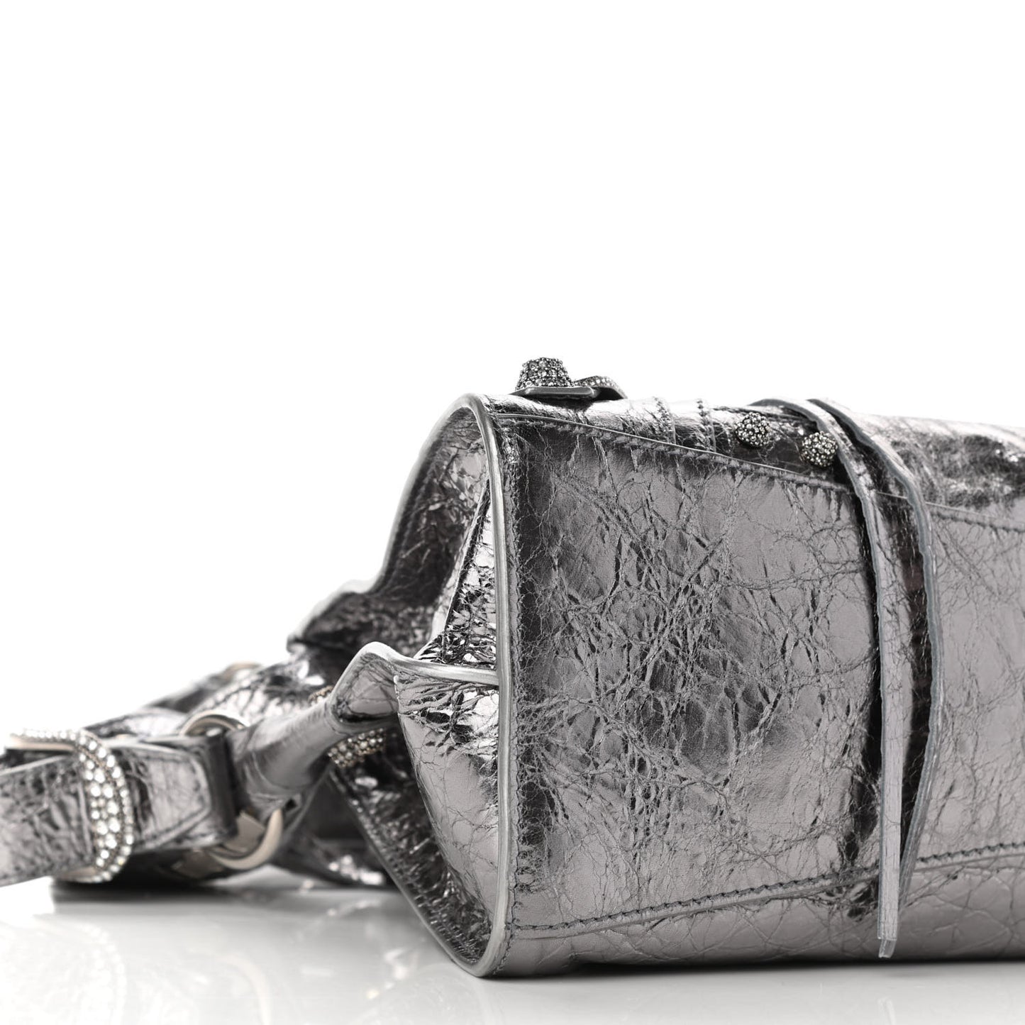 Agneau Arena Crystal Neo Cagole Handbag XS Silver