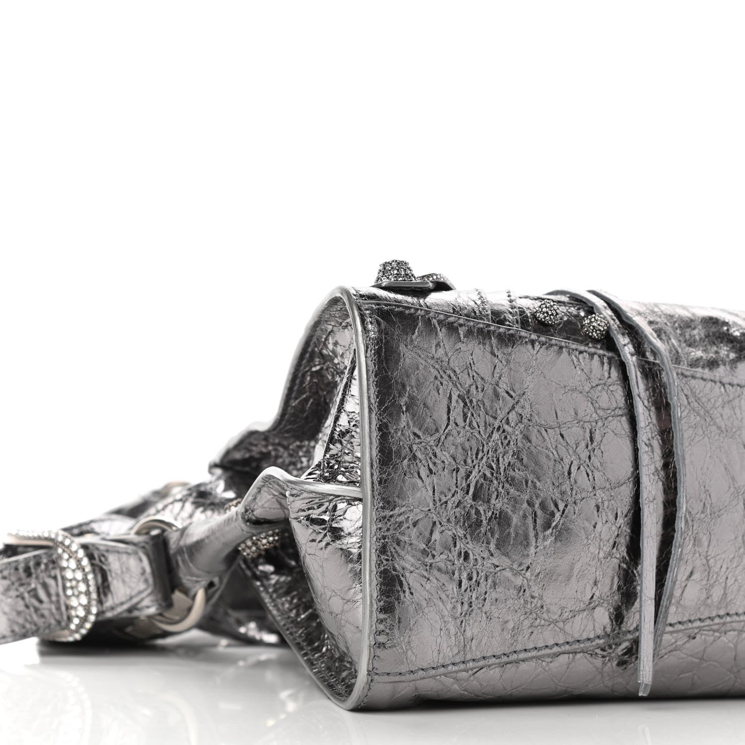 Balenciaga Agneau Arena Crystal Neo Cagole Handbag XS Silver 14 of 19
