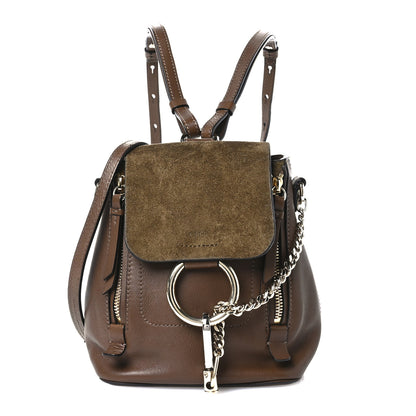 Chloe Suede Calfskin Mini Faye Backpack Woody Khaki 1 of 10