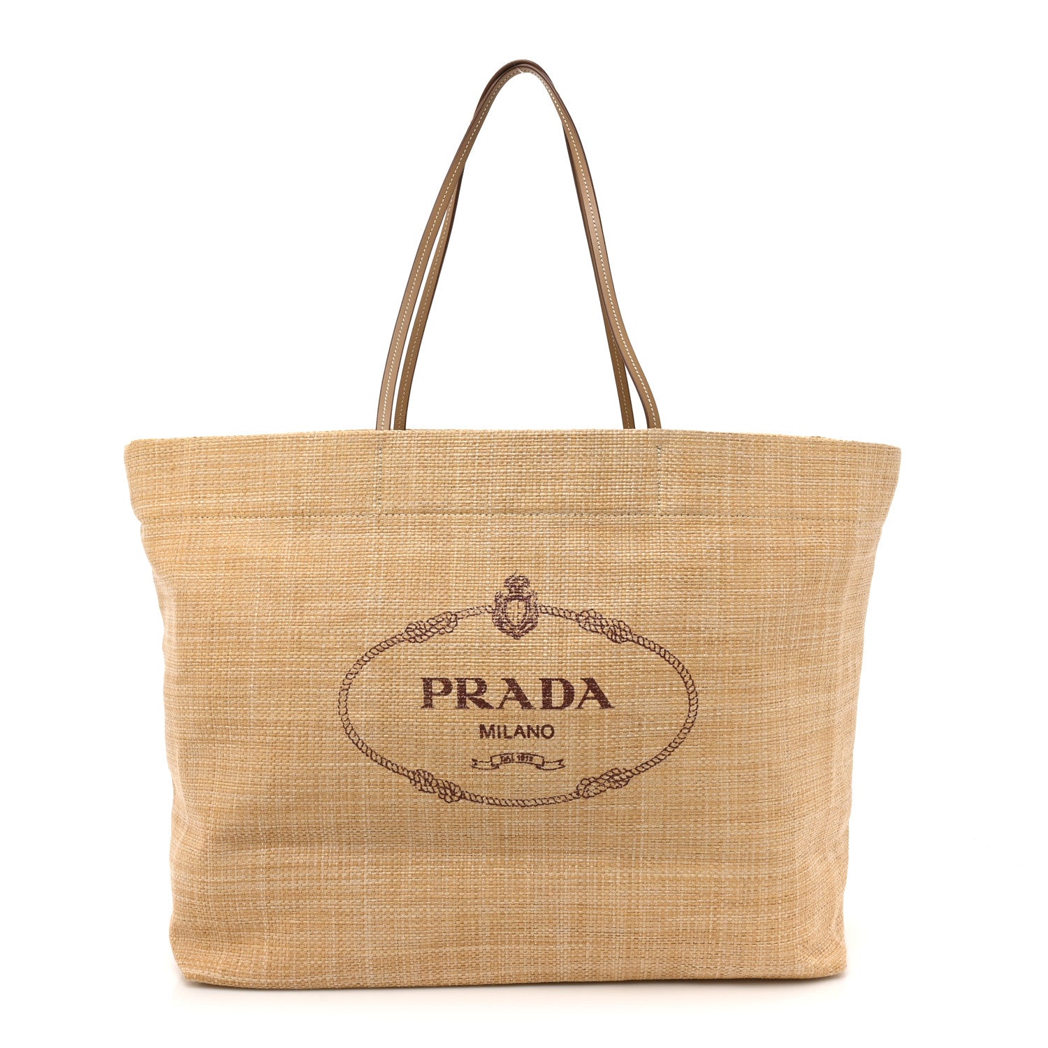 Prada Raffia Logo Tote Naturale 1 of 8