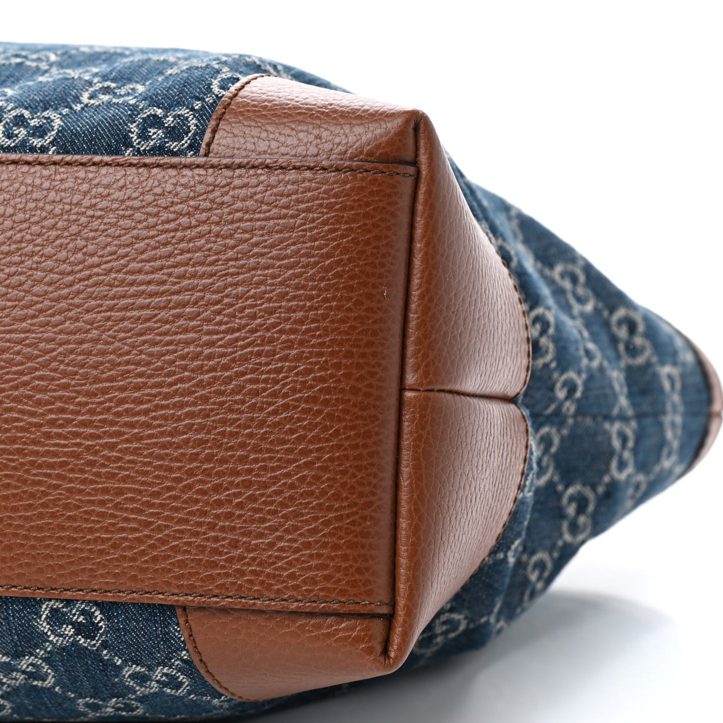 New Denim GG Monogram Medium Ophidia Shopping Tote Blue Tea Cuir
