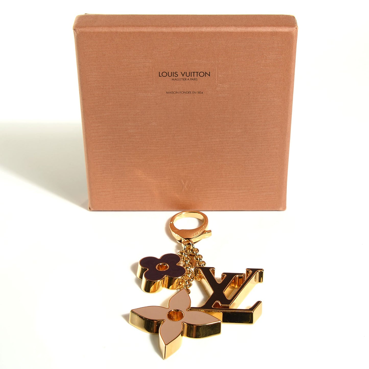Fleur De Monogram Bag Charm Dore