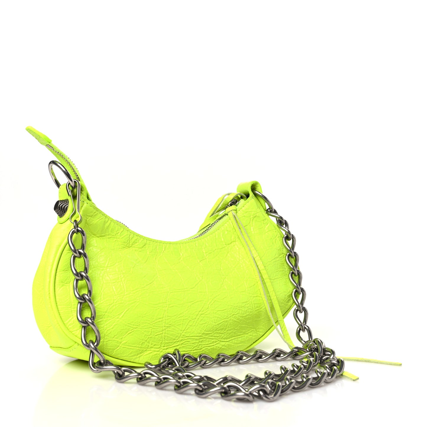 Agneau Arena Le Cagole Chain Shoulder Bag XS Fluo Yellow