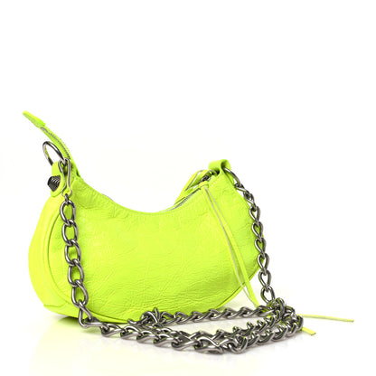 Balenciaga Agneau Arena Le Cagole Chain Shoulder Bag XS Fluo Yellow 4 of 11