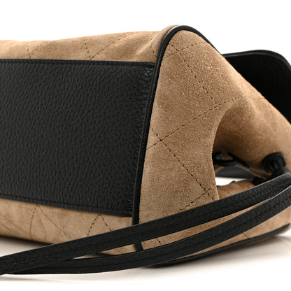 Chanel Grained Calfskin Suede Urban Essentials Small Shopping Bag Dark Beige Black 10 of 10