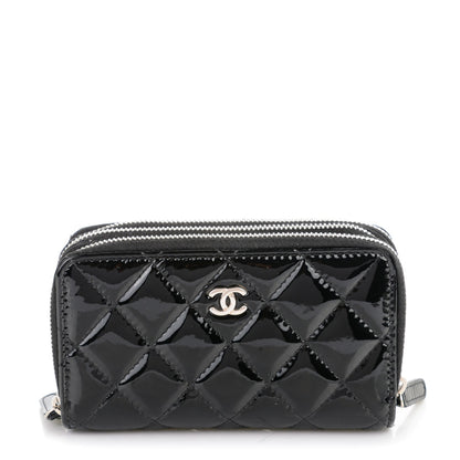 Chanel Patent Calfskin Quilted Zip Around Phone Holder Black 1 of 9