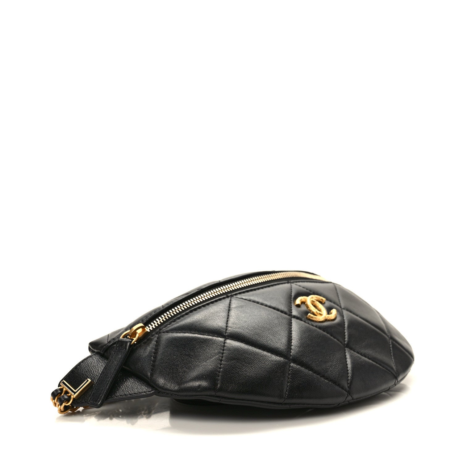 Chanel Lambskin Enamel Quilted Waist Bag Black 4 of 9