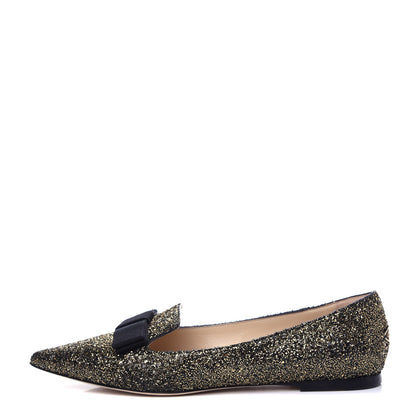 Jimmy Choo Glitter Gala Viola Flats 40 Black 1 of 10