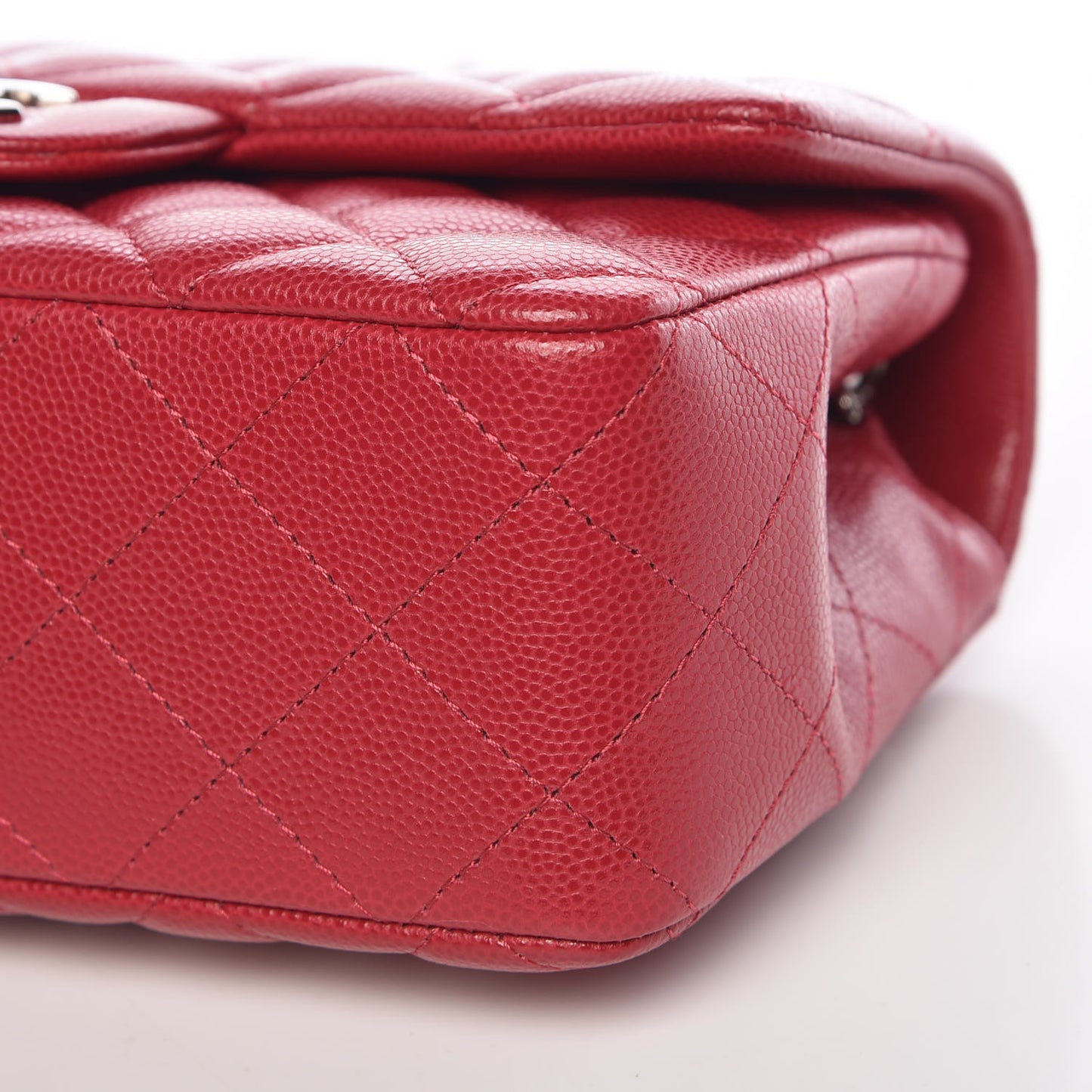 Caviar Quilted Mini Rectangular Flap Red