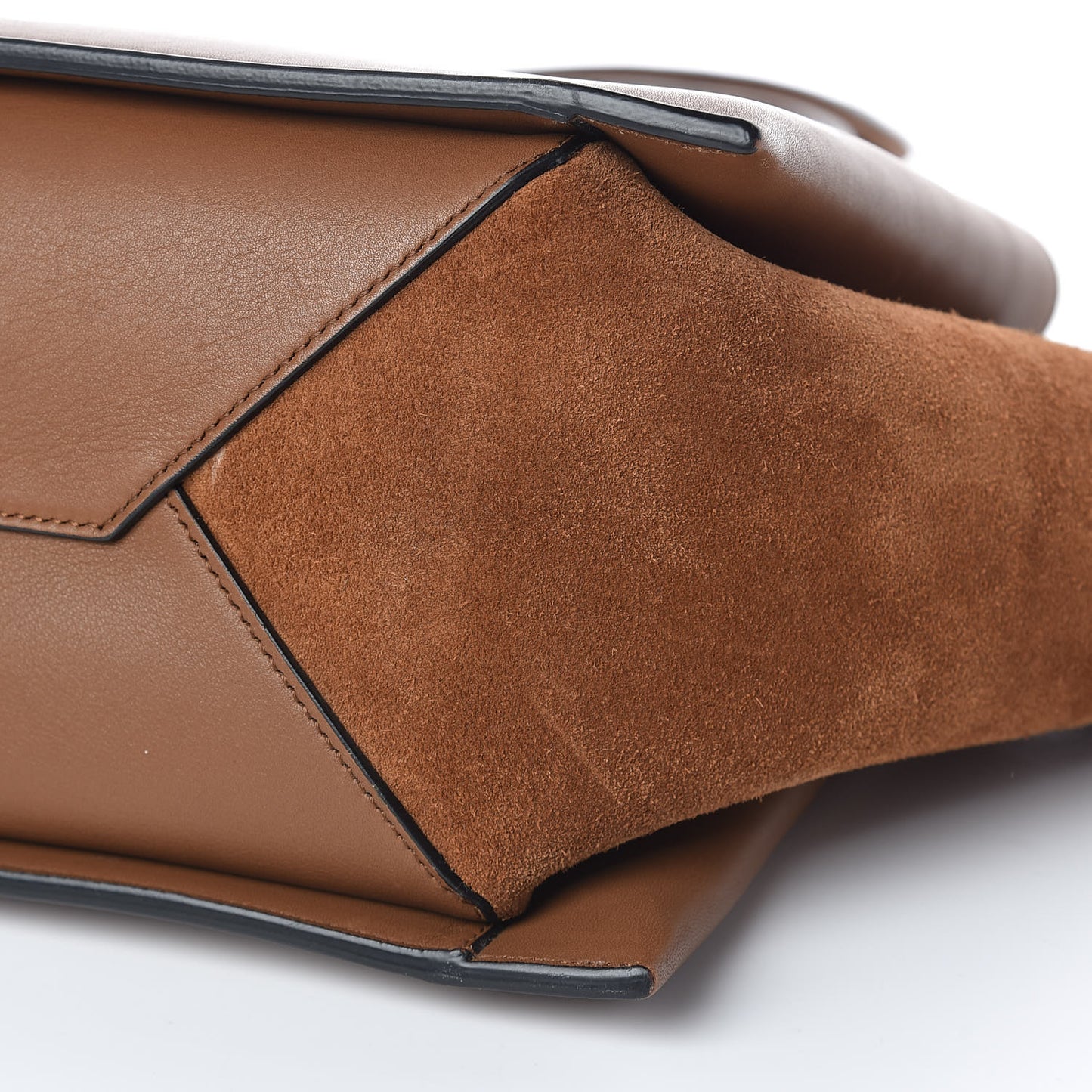 Smooth Calfskin Suede Small Tri-Fold Bag Camel