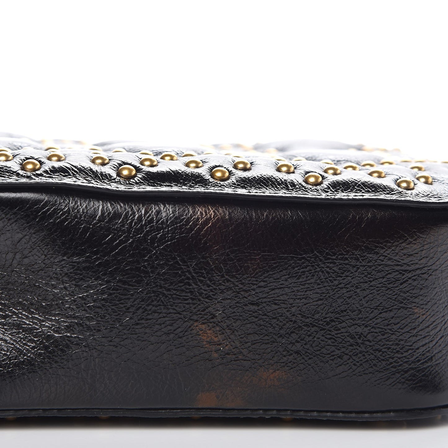 Crinkled Calfskin Studded Cannage Camera Case Black