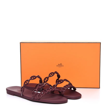 Hermes Rubber Chaine d'Ancre Rivage Sandals 37 Bordeaux 8 of 8