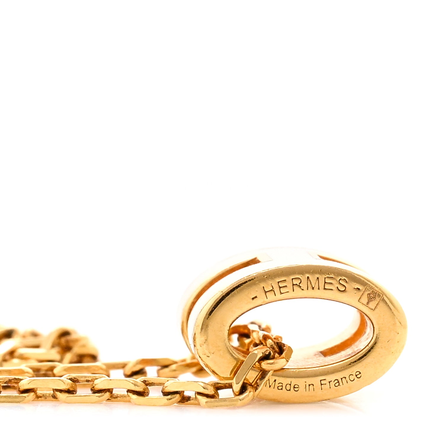 Lacquered Gold Mini Pop H Pendant Necklace White