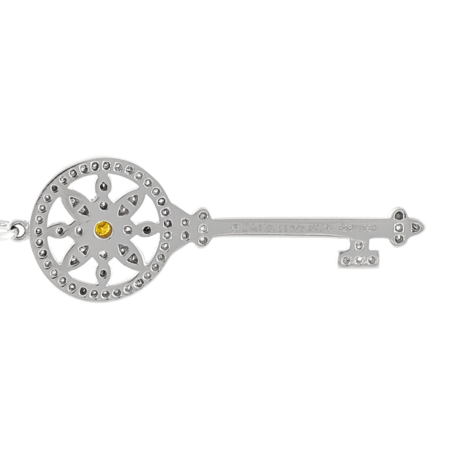 Tiffany Platinum 18K Yellow Gold Yellow Diamond Daisy Key Pendant Necklace 4 of 6