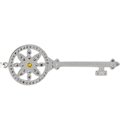 Tiffany Platinum 18K Yellow Gold Yellow Diamond Daisy Key Pendant Necklace 4 of 6