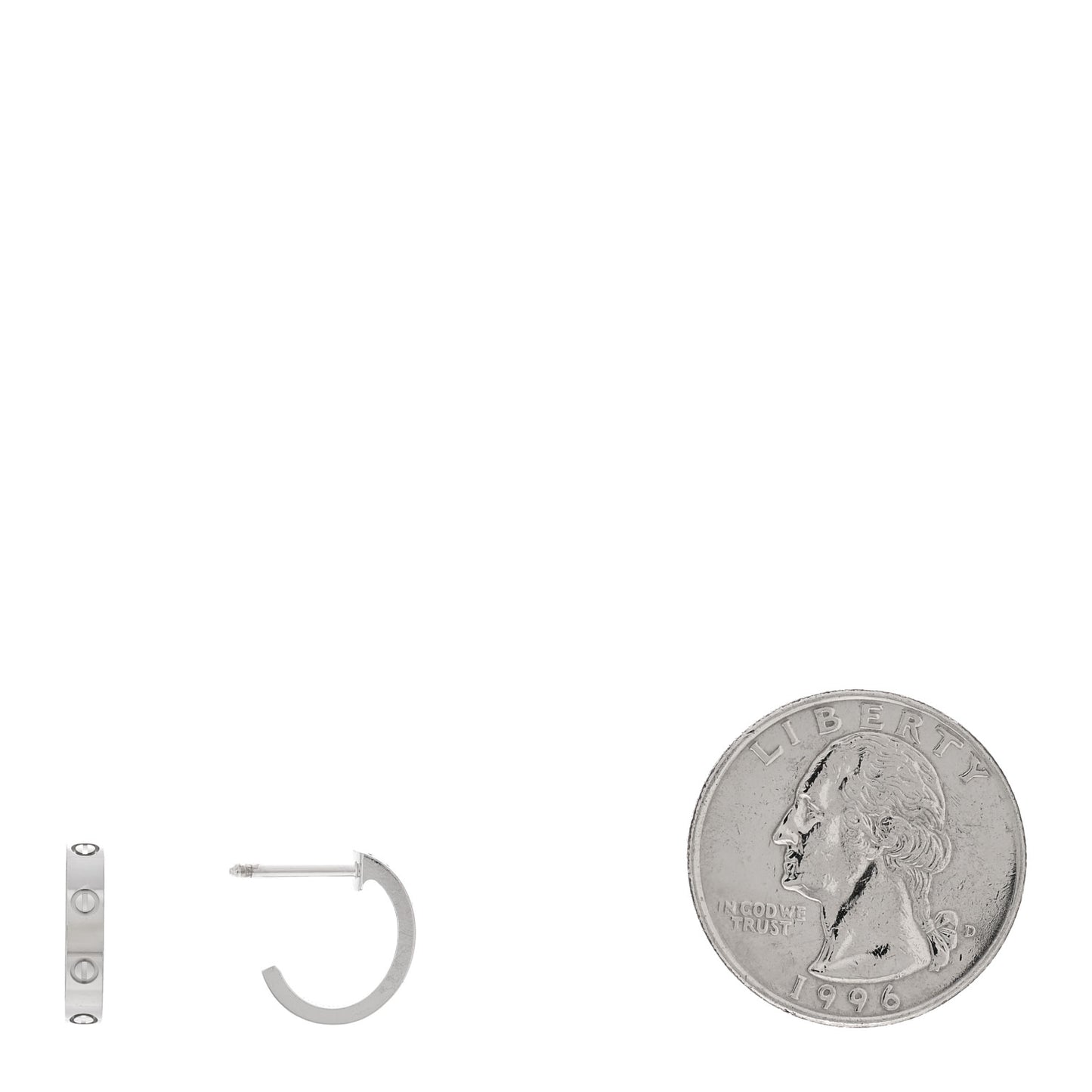 18K White Gold Small LOVE Hoop Earrings