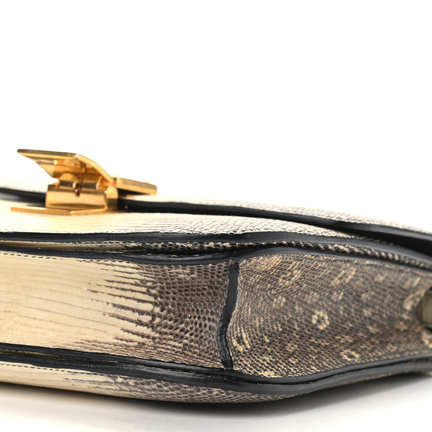 Lizard Medium Classic Box Flap Bag Natural