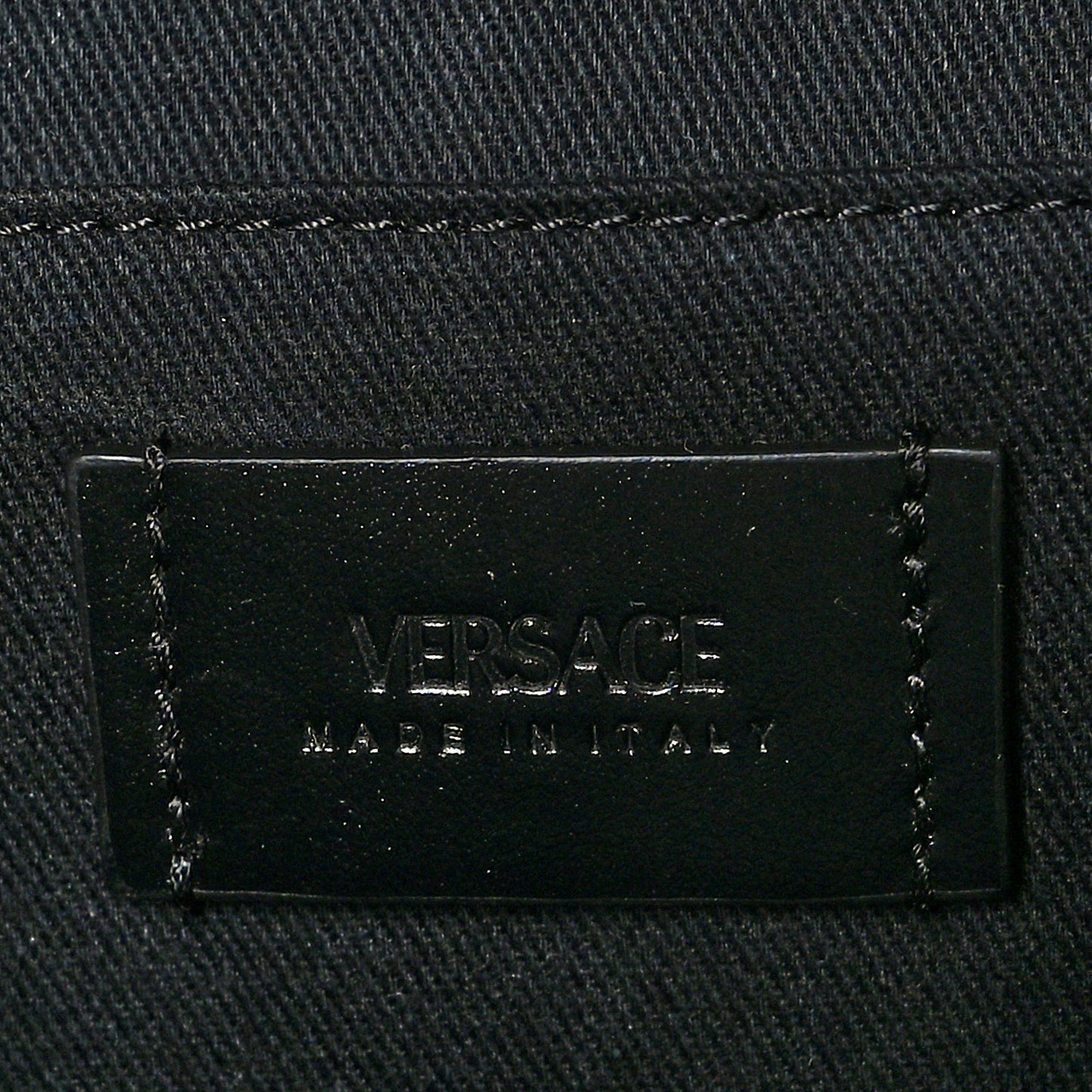 Coated Canvas La Greca Signature Messenger Bag Black Blue