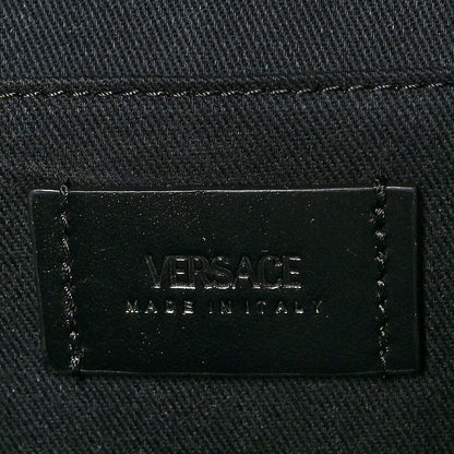 Versace Coated Canvas La Greca Signature Messenger Bag Black Blue 6 of 10