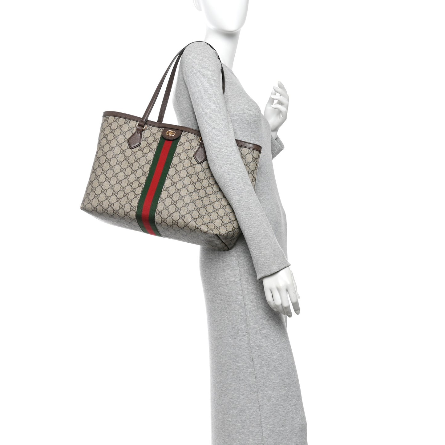 GG Supreme Monogram Medium Ophidia Shopping Tote Brown