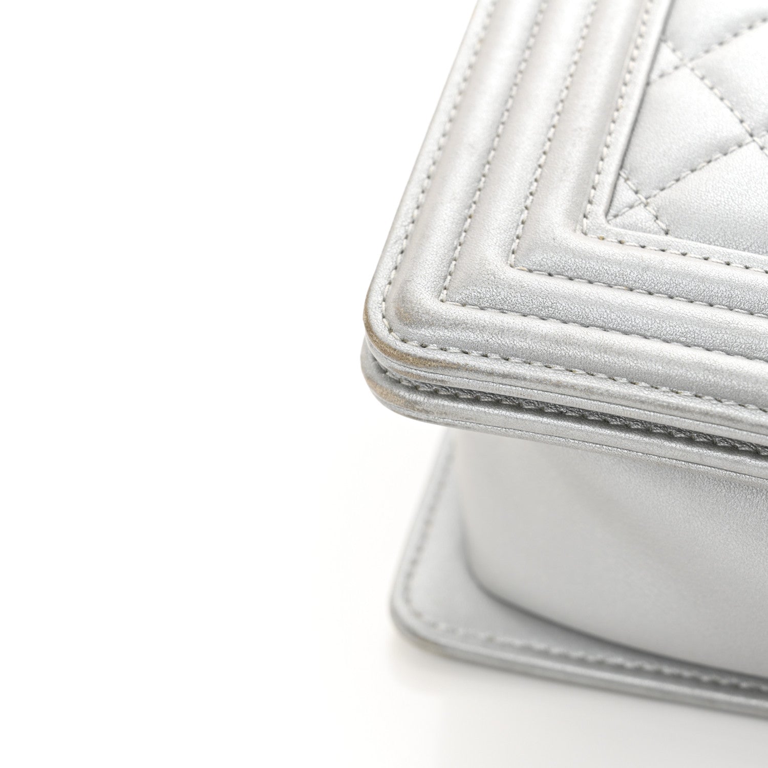 Chanel Metallic Calfskin Quilted New Medium Boy Flap Silver 14 of 14