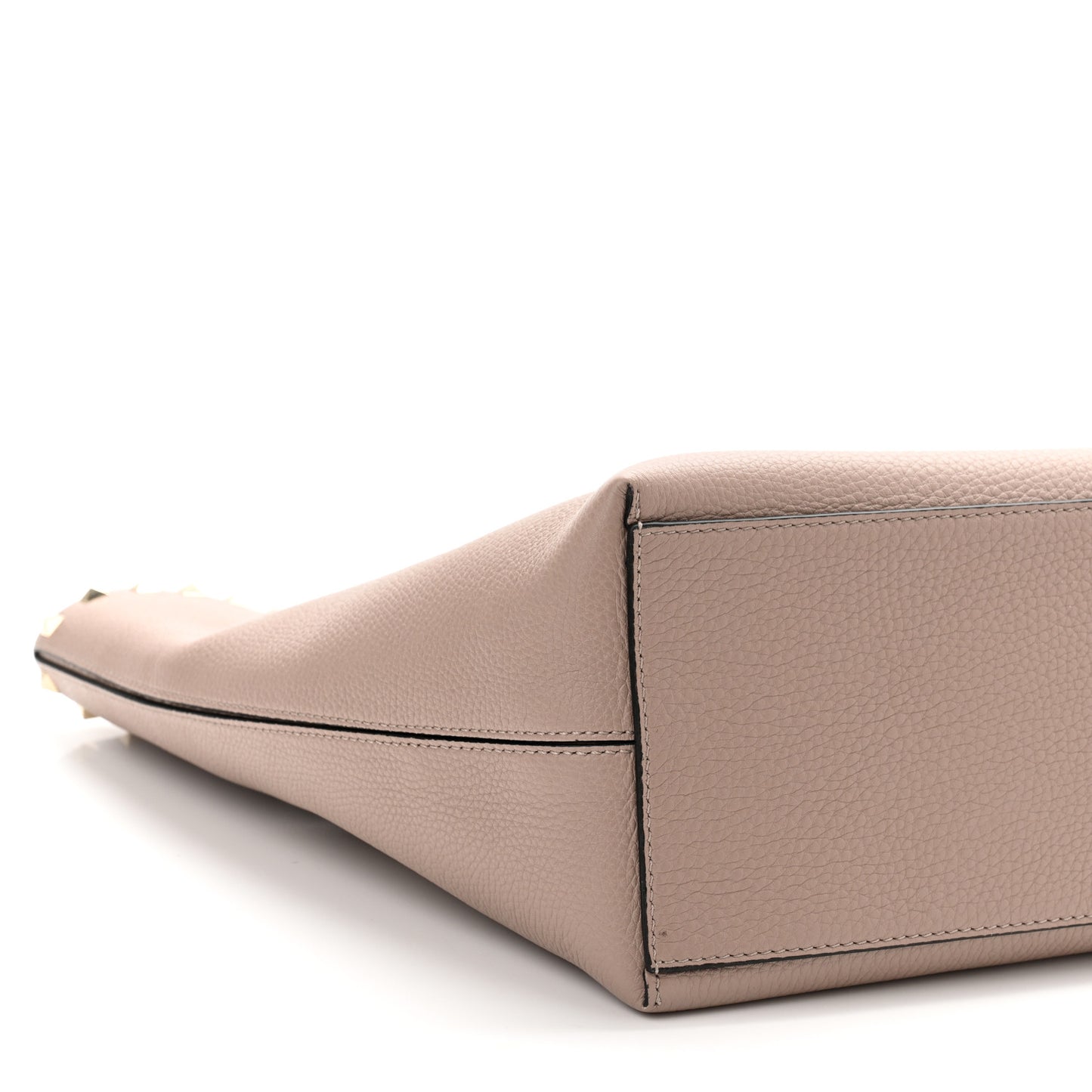 Grained Calfskin Rockstud Shoulder Tote Poudre