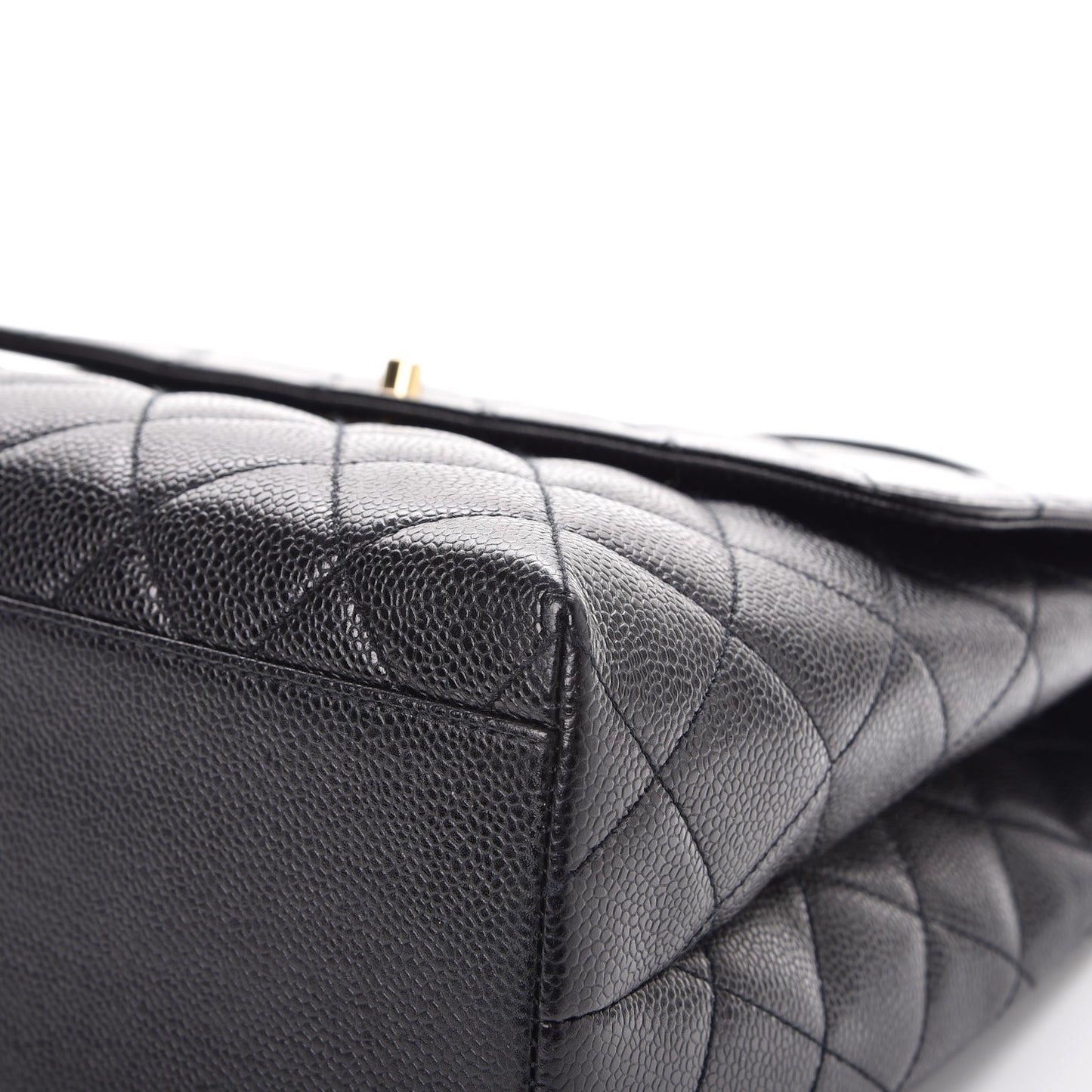 Caviar Quilted Jumbo Kelly Flap Black