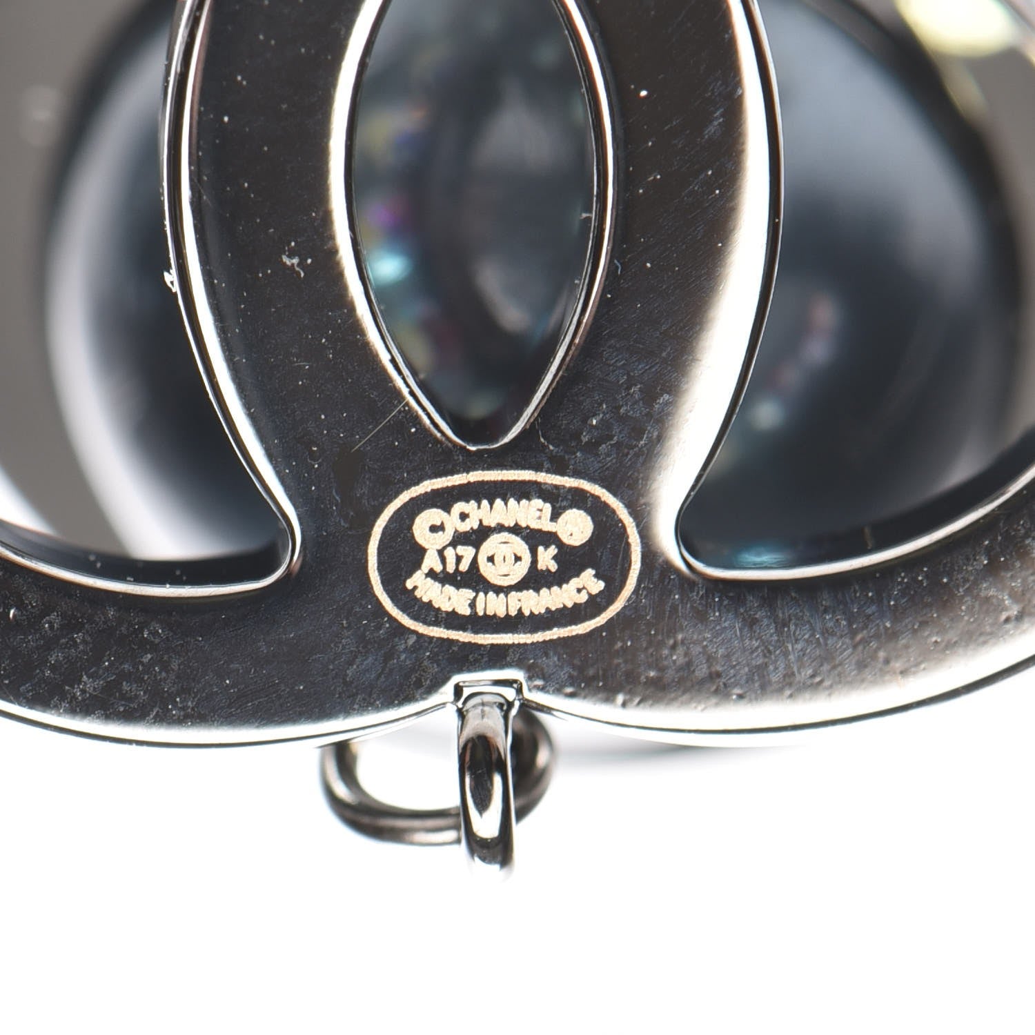 Chanel Iridescent Crystal Bead CC Drop Earrings Black 4 of 5