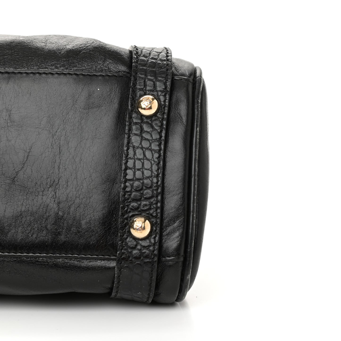 Lambskin Crocodile Embossed Small Magic Bag Black