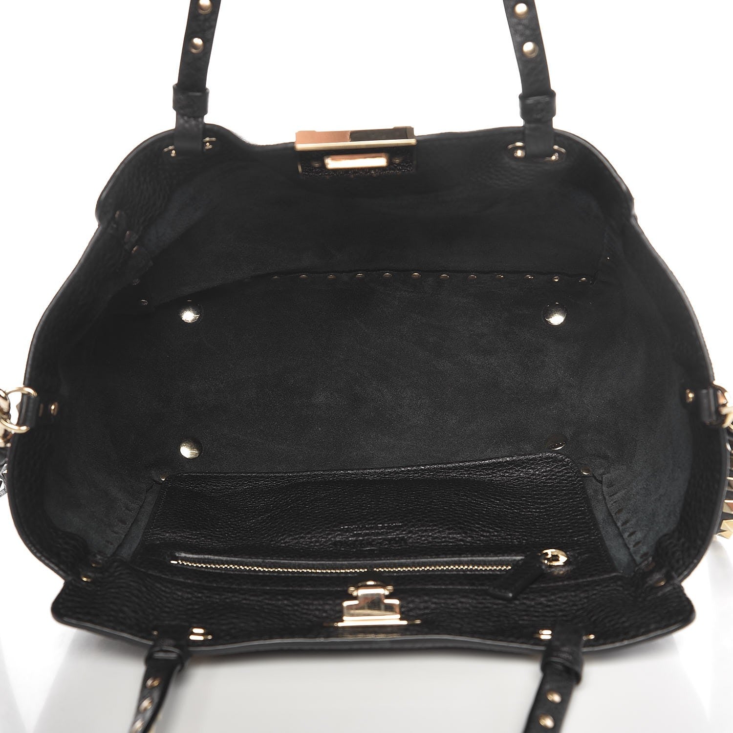 Valentino Garavani Grained Calfskin Small Rockstud Tote Black 6 of 9