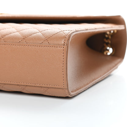 Saint Laurent Grain De Poudre Textured Mixed Matelasse Triquilt Large Monogram Satchel Dune 11 of 11