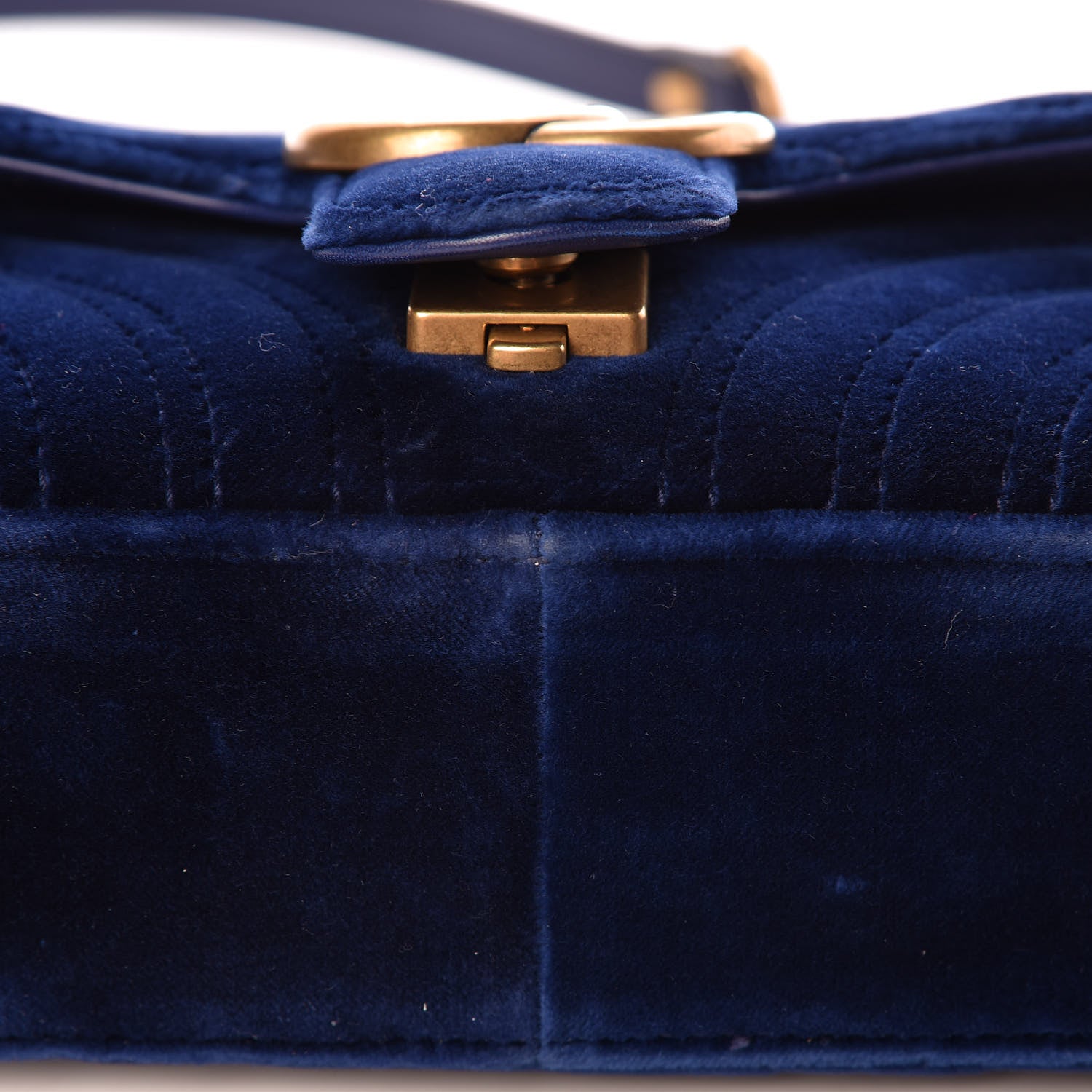 Gucci Velvet Matelasse Mini GG Marmont Shoulder Bag Cobalt Blue 13 of 14