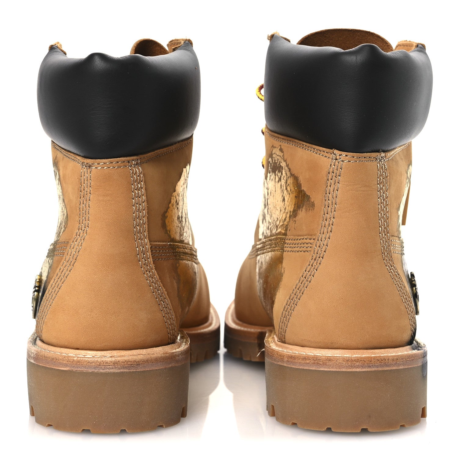 Jimmy Choo X TIMBERLAND Nubuck Graffiti Womens Ankle Boots 9.5 Wheat Gold 5 of 11