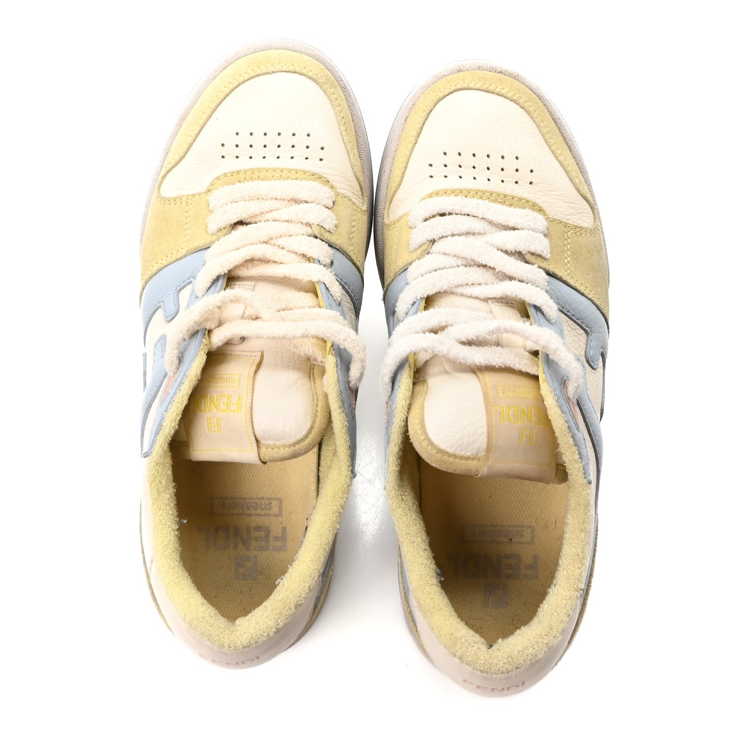 Fendi Suede Vitello Fendi Match Low Top Sneakers 36.5 Straw Azzurro Poison Connecticut 2 of 9