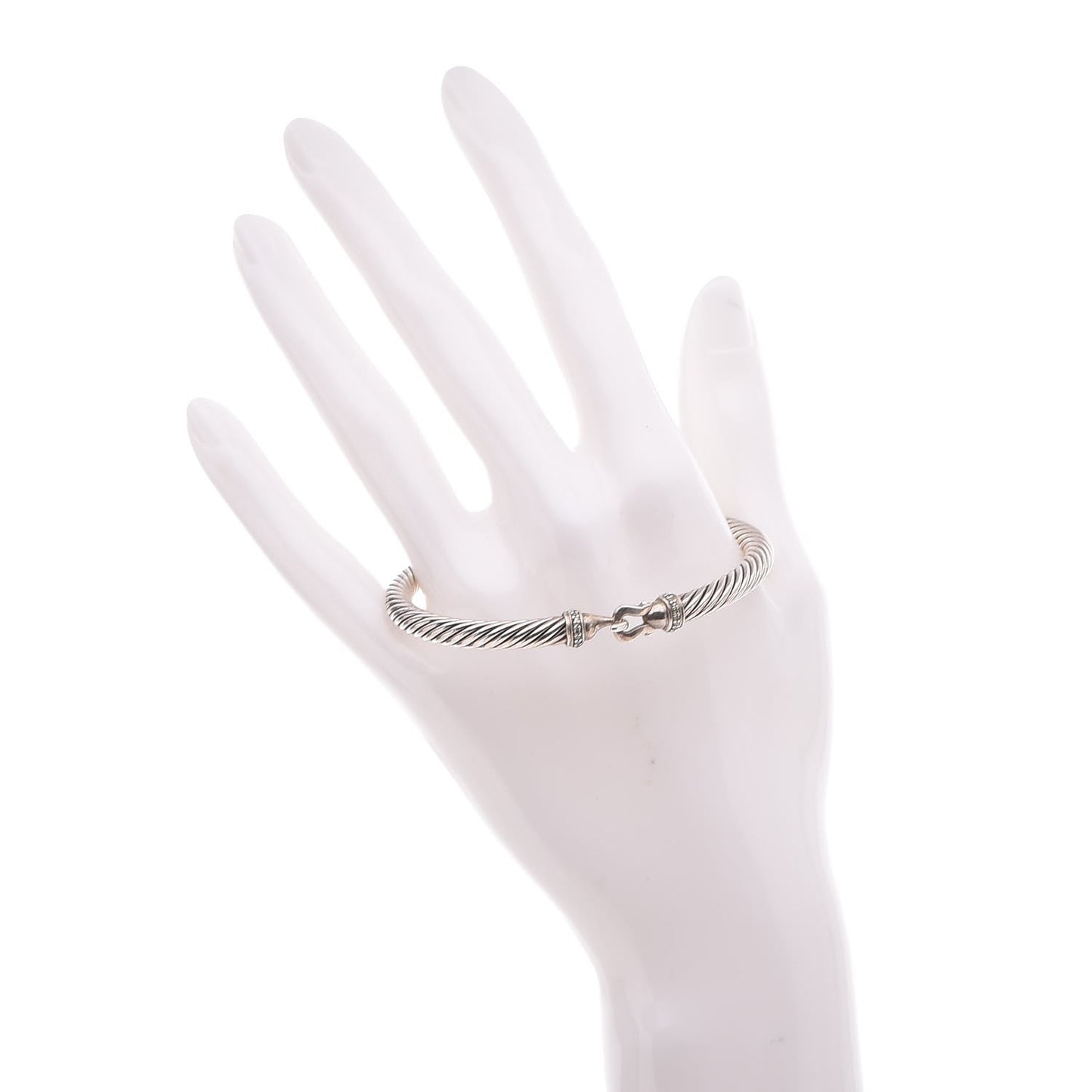 Sterling Silver Diamond 5mm Cable Buckle Bracelet