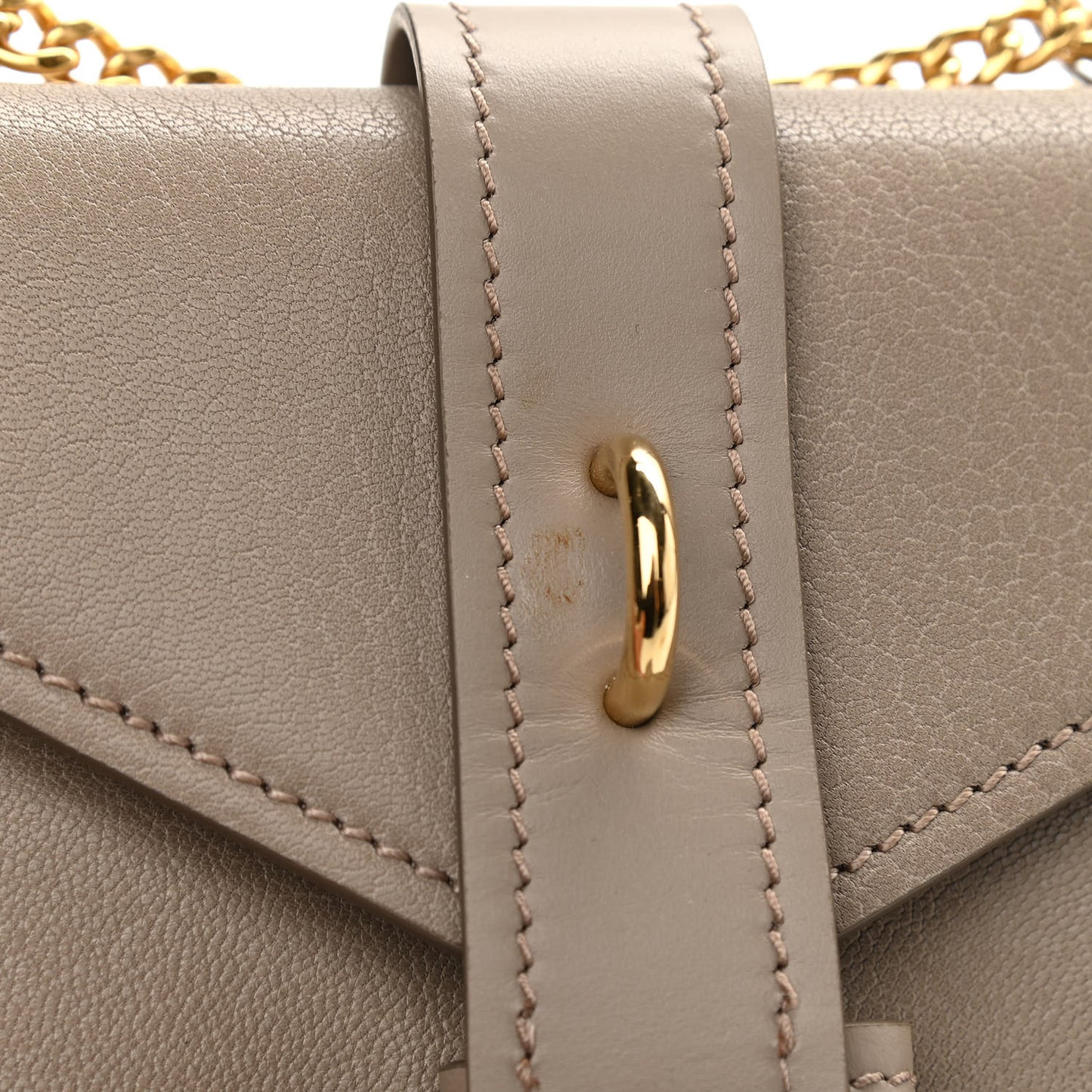 Shiny Goatskin Calfskin Mini Aby Chain Shoulder Bag Motty Grey