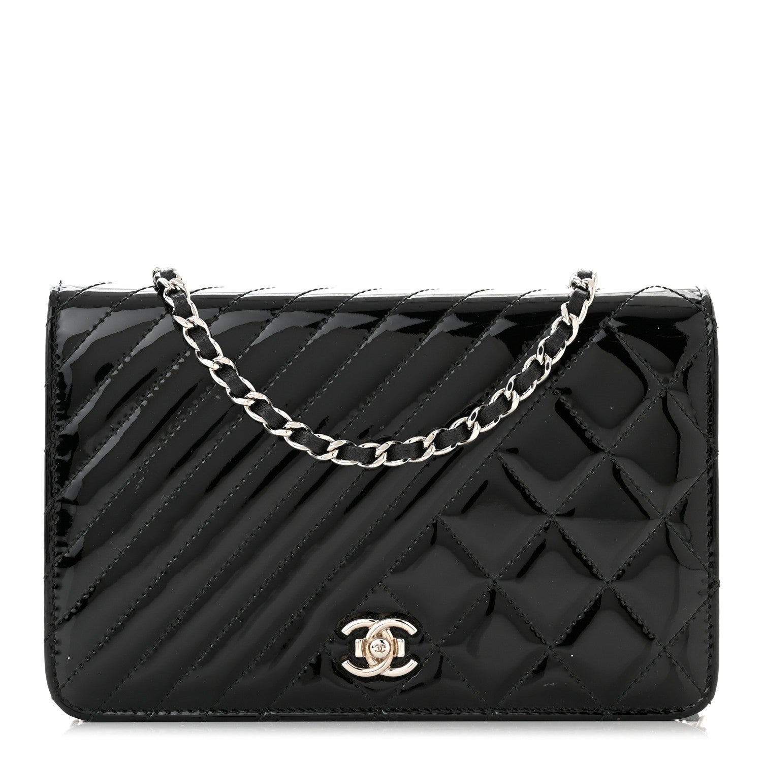 Chanel Patent Quilted Coco Boy Wallet On Chain WOC Black 1 of 12