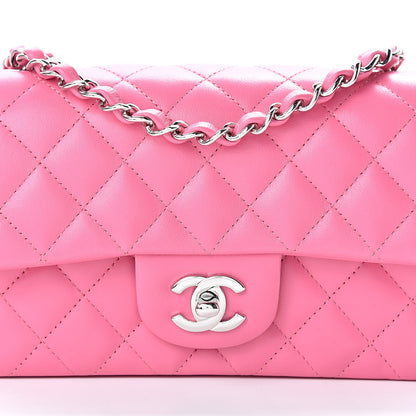 Chanel Lambskin Quilted Mini Rectangular Flap Dark Pink 8 of 11