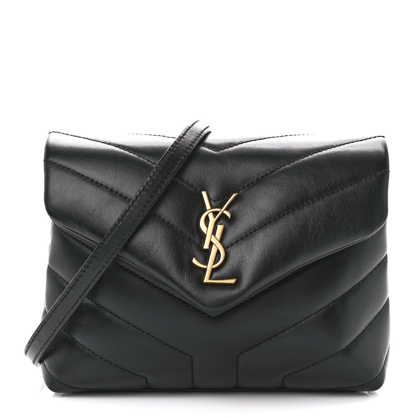 Calfskin Y Quilted Monogram Toy Loulou Crossbody Bag Black
