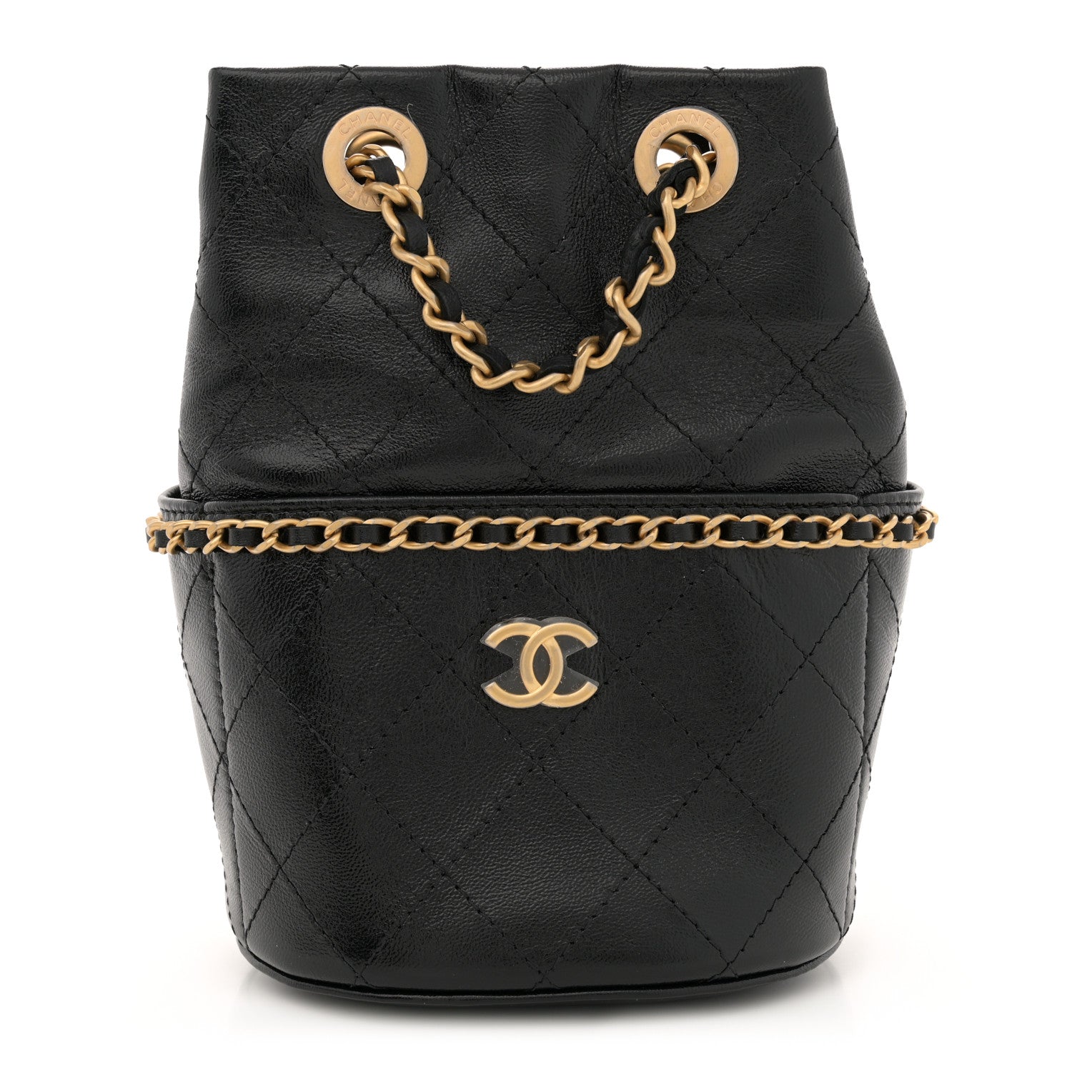 Chanel Shiny Lambskin Quilted Nauticoco Bucket Bag Black 1 of 11