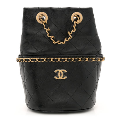 Chanel Shiny Lambskin Quilted Nauticoco Bucket Bag Black 1 of 11