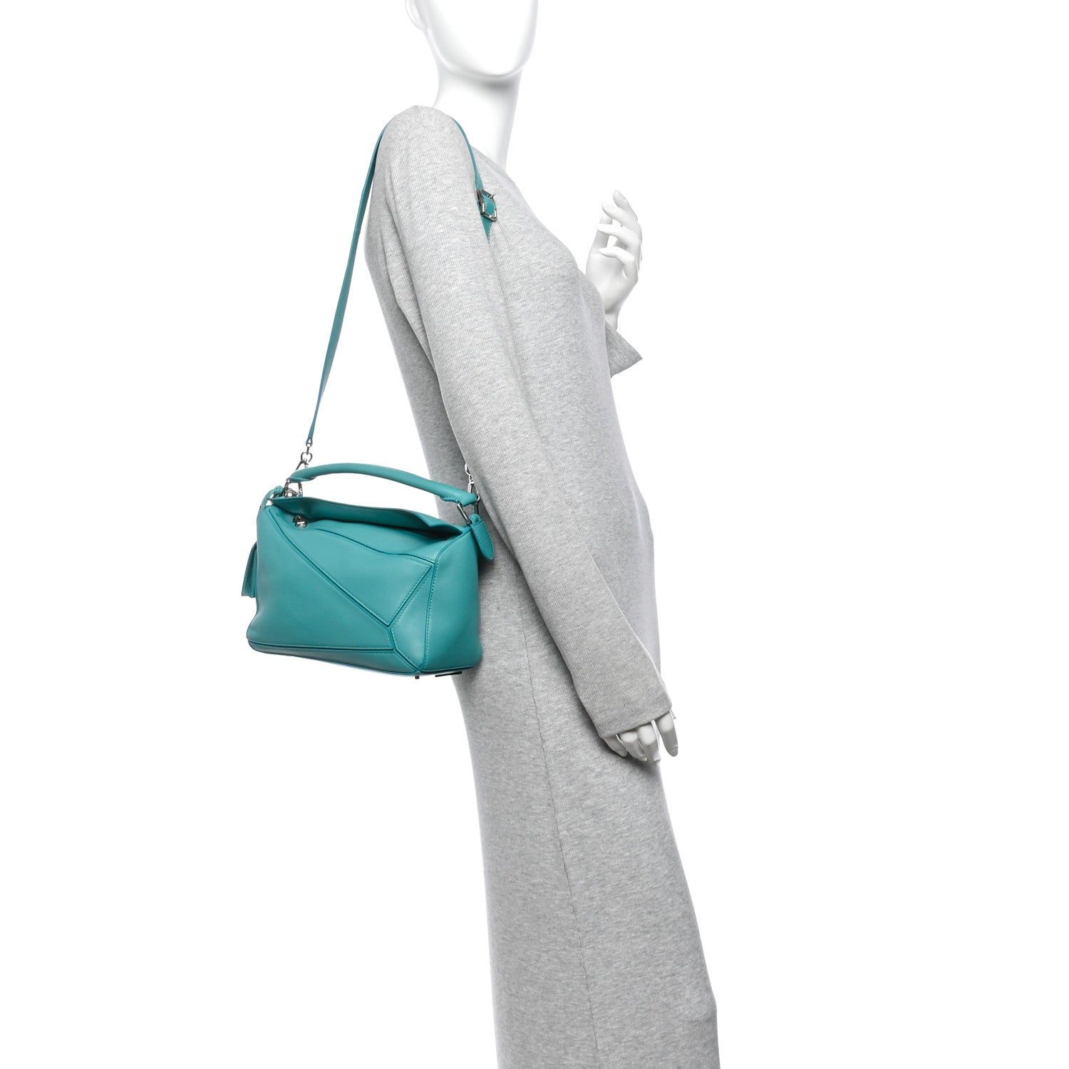 Loewe Nappa Lambskin Small Featherlight Puzzle Bag Aquamarine 2 of 9