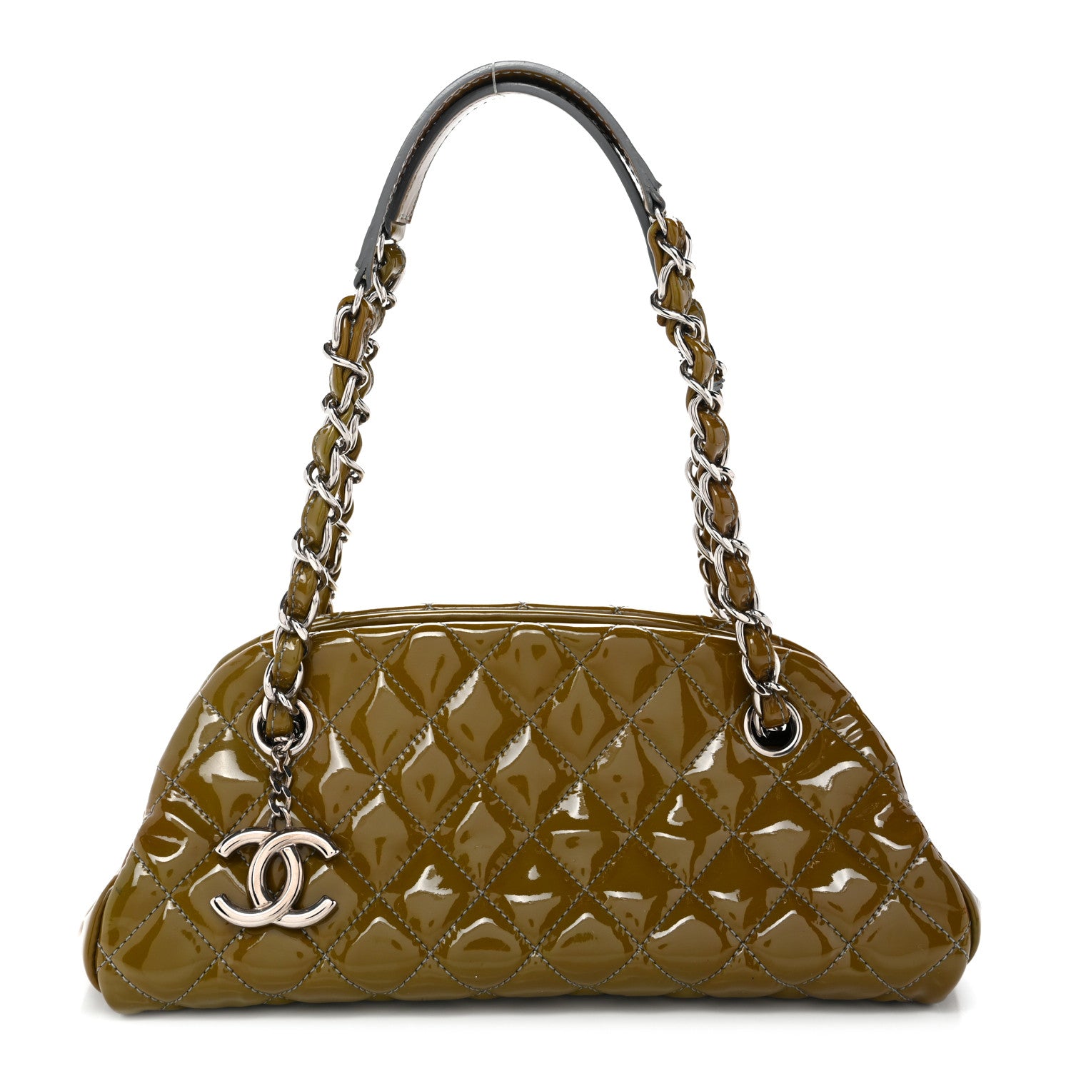 Chanel Patent Quilted Small Just Mademoiselle Light Khaki 1 of 10