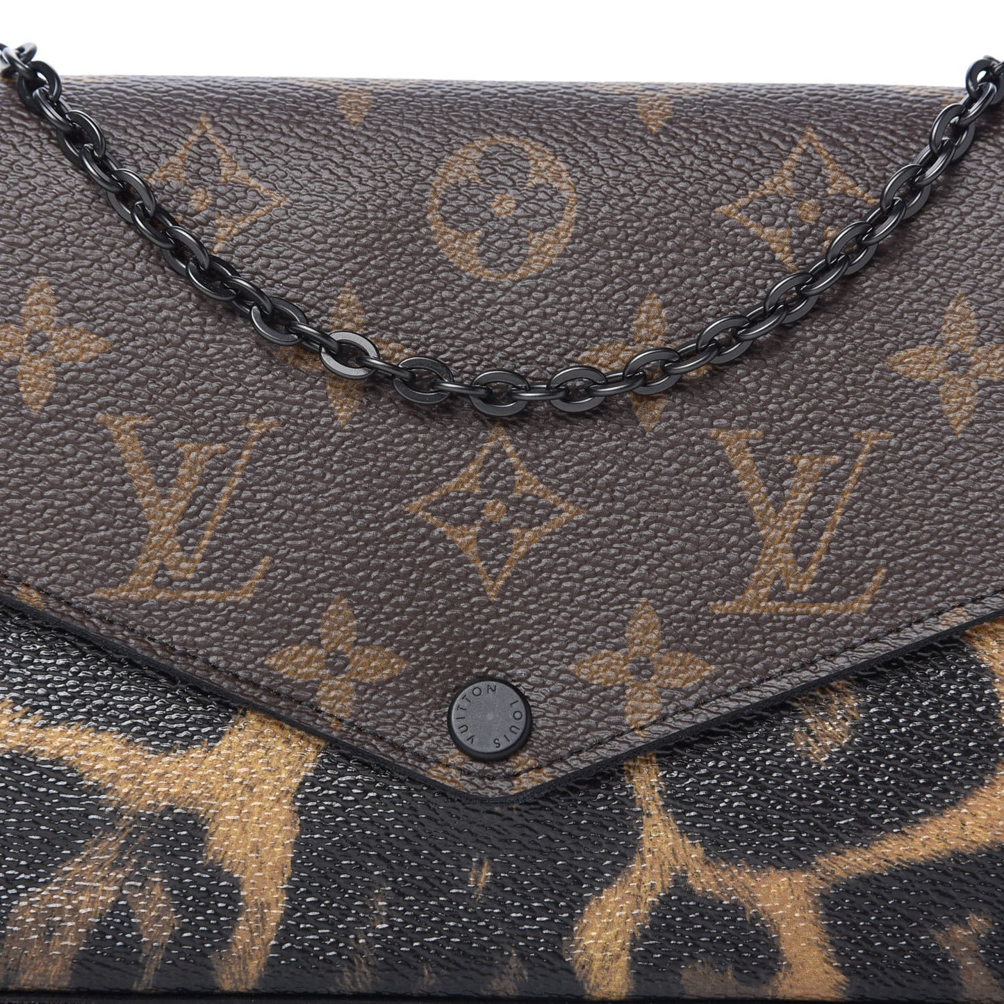 Monogram Animal Print Pochette Felicie Chain Wallet