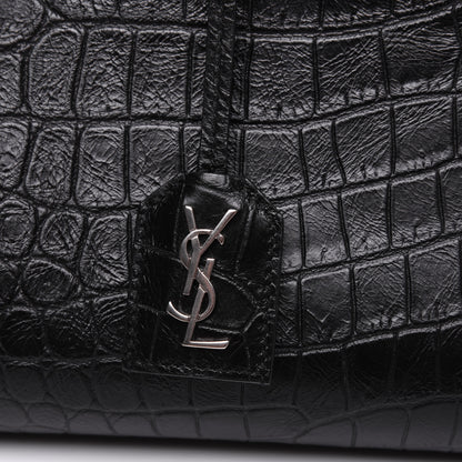 Saint Laurent Calfskin Crocodile Embossed Small Cabas Rive Gauche Black 14 of 27