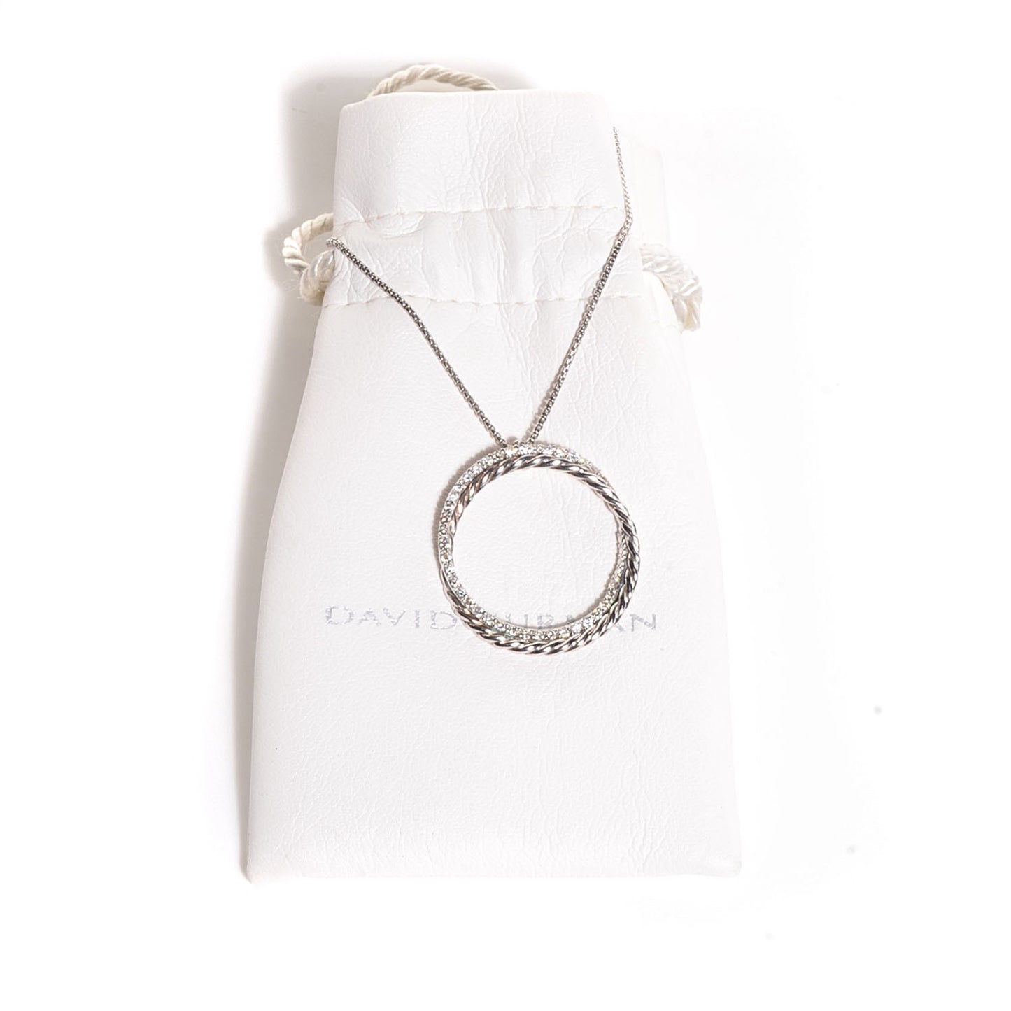 Sterling Silver Diamond Crossover Circle Pendant Necklace