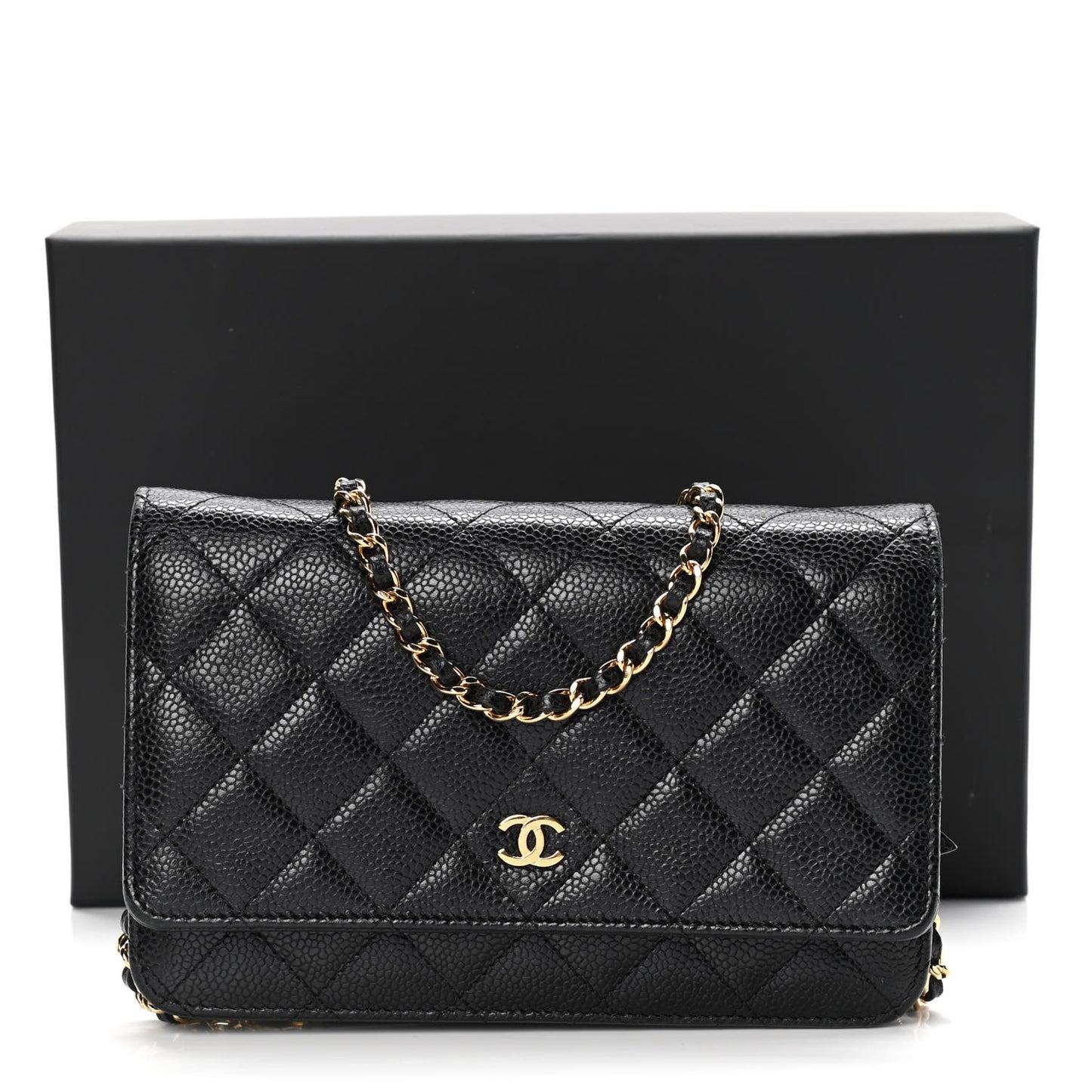 Caviar Quilted Wallet On Chain WOC Black