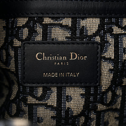 Christian Dior Wicker Oblique Drawstring Bucket Bag Blue 6 of 10