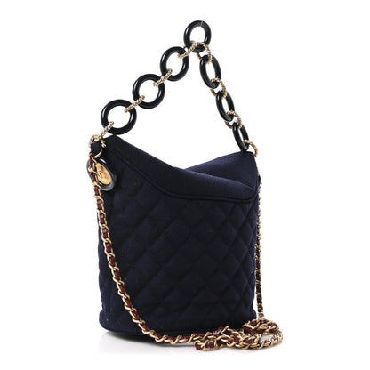 Chanel Wool Lambskin Quilted Paris Hamburg Charms Bucket Bag Dark Navy 3 of 10