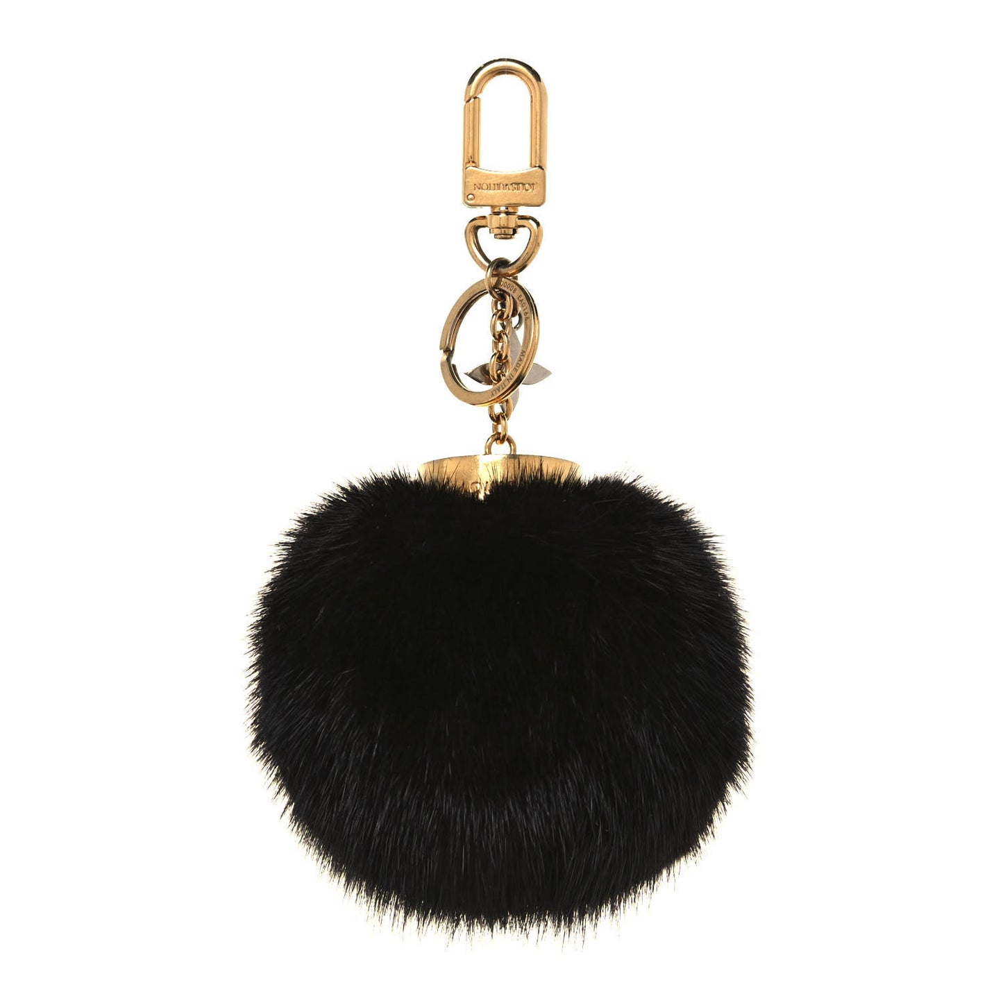 Mink Fur Bubble V Bag Charm Key Holder Black